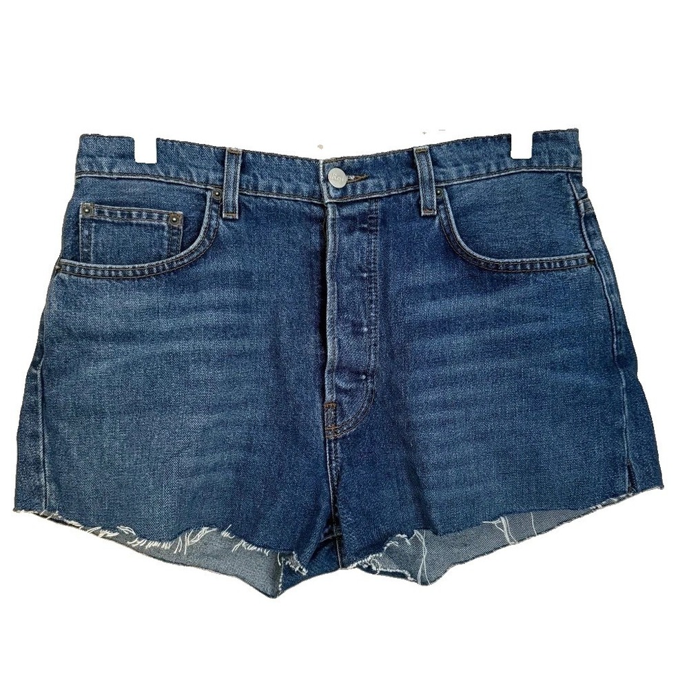 Reformation Melissa High Rise Denim Shorts Sz 30 Button Fly Raw Hem Cutoff Boho